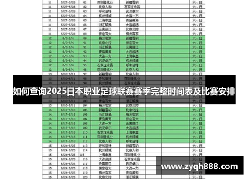 如何查询2025日本职业足球联赛赛季完整时间表及比赛安排